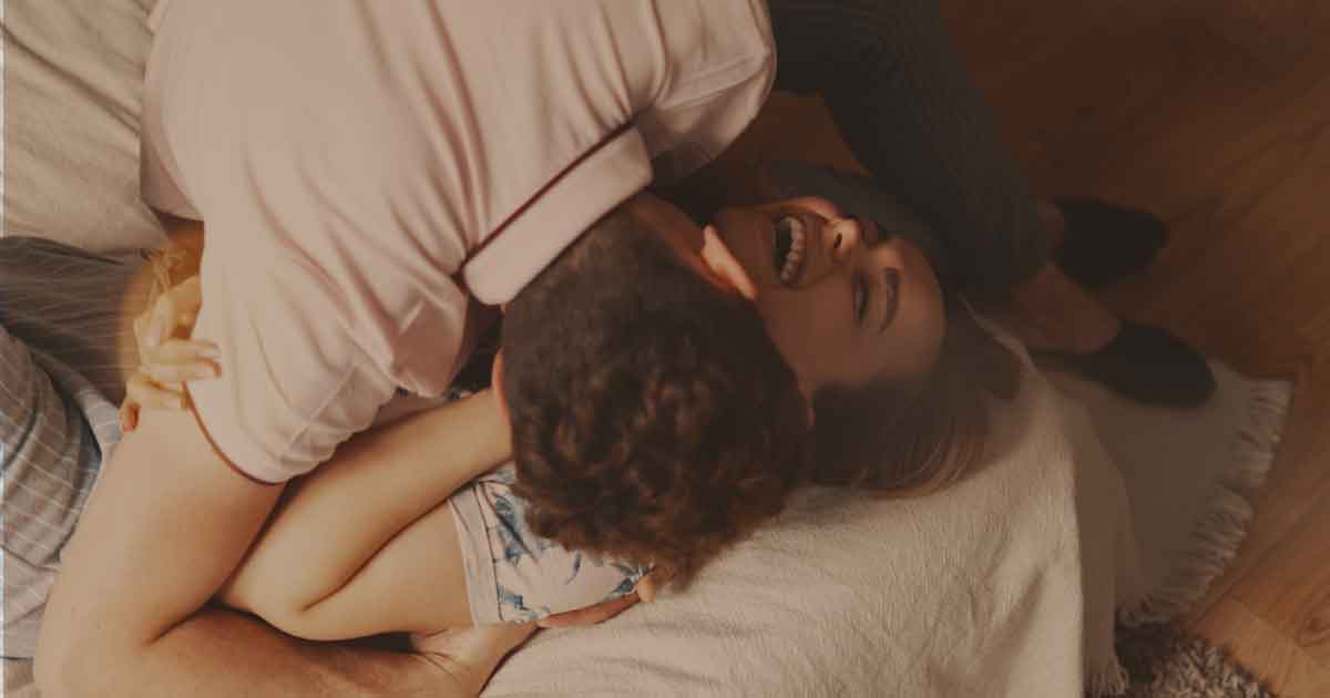 A husband and wife reconnecting after working through a difficult separation.